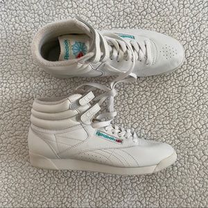 Reebok FREESTYLE Hi Top Classic Shoes White Sz 8